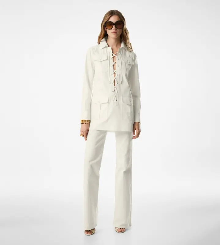 DENIM WIDE FLARE PANTS online